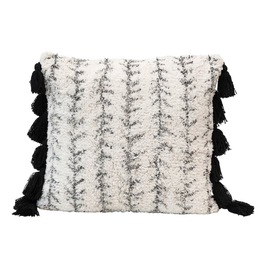 Hello Honey® Black & Cream Tufted Pillow with Tassels